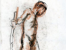 Standing figure 3_conte and wash on paper_420x300mm